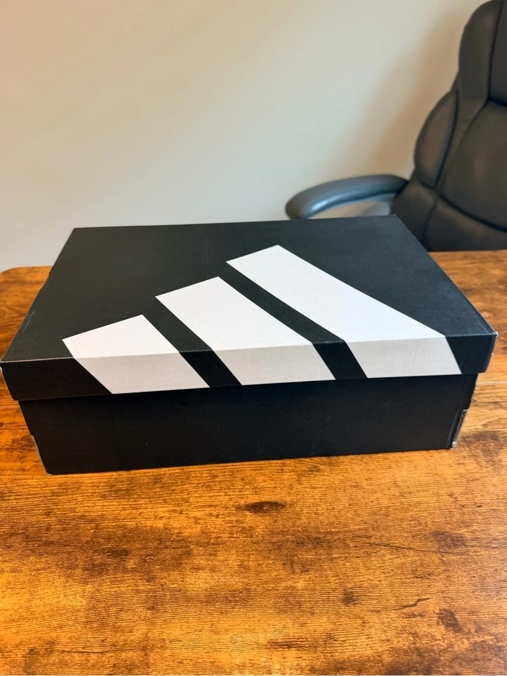 adidas Black Sneakers with White Stripes and Brown Sole